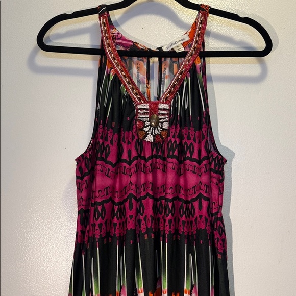 JohnPaulRichard Dresses & Skirts - JohnPaulRichard Vibrant Pink and Black Beaded summer dress